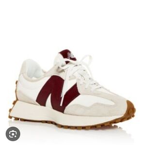 New Balance White and Burgundy Athletic Shoes